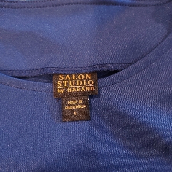 Haband Blue Knit 3/4 Sleeve & Scarf Career Casual Top Blouse Sz L - Picture 8 of 10